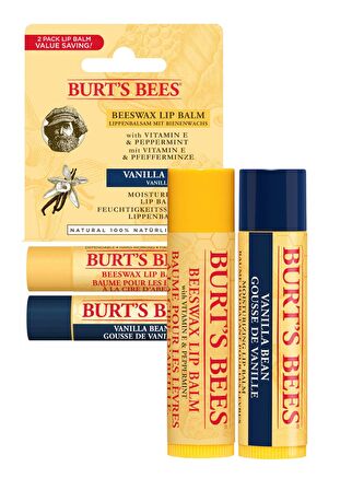  Burts Bees Beeswax ve Vanilya Aromalı 2'li Dudak Bakım Krem Seti