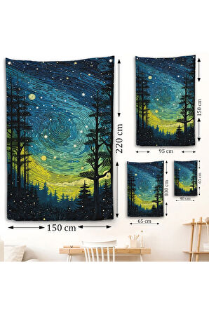 Vincent van Gogh Tarzı Yıldızlı Gece Duvar Örtüsü-7518