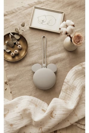 Mickey Mouse Silikon Emzik Kutusu - Emzik Saklama Kabı - Hijyenik ve Askılı Tasarım (gri)