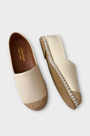 Kadın Espadril Babet Ayakkabı KREM