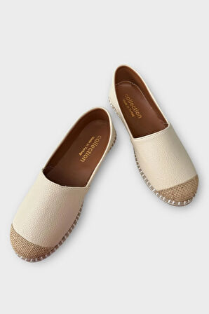 Kadın Espadril Babet Ayakkabı KREM