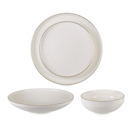 Rossel Premium 24 Parça Bone China Yaldızlı Yemek Takımı 75200