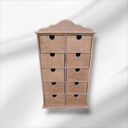 Ahşap Boyanabilir 10 Çekmeceli Takı-makyaj-aksesuar Dekoratif Organizer Kutu
