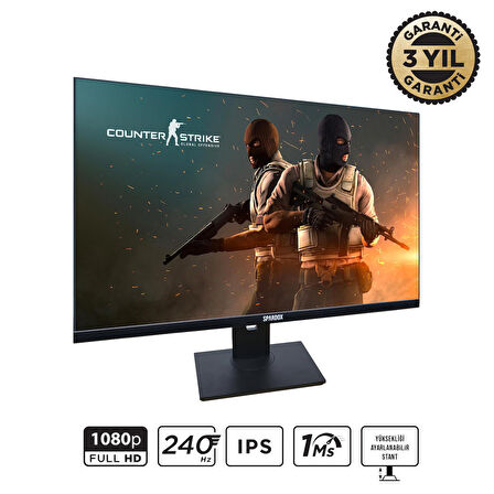 Spardox Gaming SG-27240RP 27" 1ms 240Hz IPS FullHD 2xDP Pivot Oyuncu Monitörü