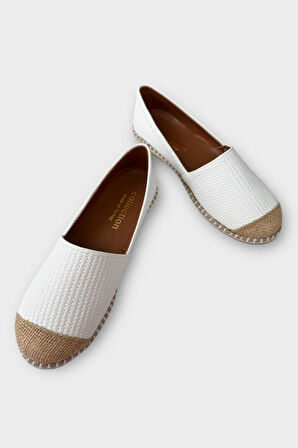 Kadın Espadril Babet Ayakkabı BEYAZ