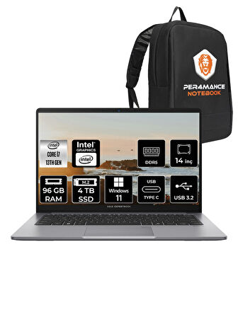 Asus ExpertBook P1 Intel Core i7 13620H 96GB 4TB SSD 14" FHD W11P Taşınabilir Bilgisayar & PER4 Çanta