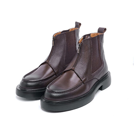 Fermuarlı Hakiki Deri Erkek Bot