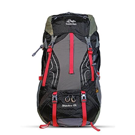 Milo Senterlan Cave 65 lt Su Geçirmez Outdoor Sırt Çantası Kırmızı Siyah