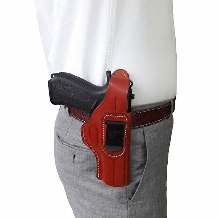 Glock Belt Maşalı Deri Kılıf Kahverengi