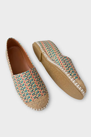 Kadın Espadril Desenli Babet Ayakkabı BEJ