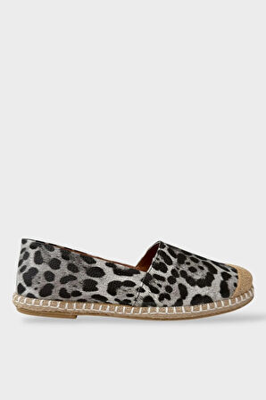 Kadın Espadril Desenli Babet Ayakkabı SİYAH - BEYAZ