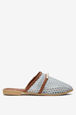 Kadın İnci Kemerli FileliTerlik MAVİ