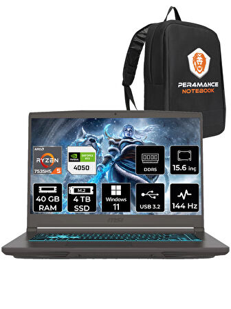 MSI Thin A15 R5 7535HS 40GB 4TB SSD RTX4050/6GB 15.6" FHD 144HZ W11P B7VE-076XTR & PER4 ÇANTA