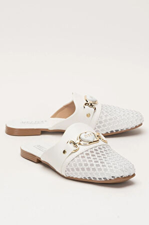 Kadın Tokalı FileliTerlik BEYAZ