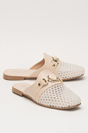 Kadın Tokalı FileliTerlik KREM