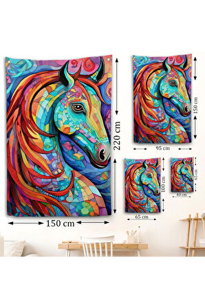 Renkli Soyut At Duvar Örtüsü-7528