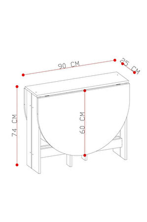 Reyo 145x90cm Beyaz Pratik Katlanır Açılır Kapanır Yuvarlak Mutfak Yemek Çalışma Masası %100 MDF