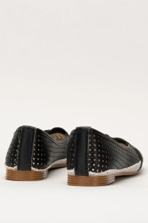 Kadın Yazlık Düz Taban Espadril Babet Ayakkabı SİYAH