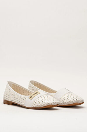 Kadın Yazlık Düz Taban Espadril Babet Ayakkabı BEYAZ