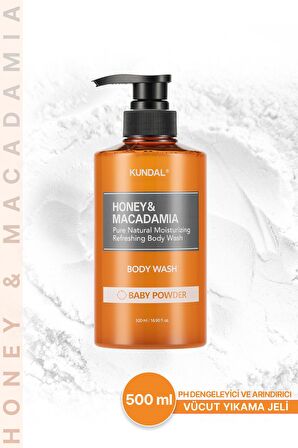 Yoğun Nemlendirici Vücut Yıkama Jeli Kundal Honey&Macadamia Pure Body Wash 500ml (Baby Powder)