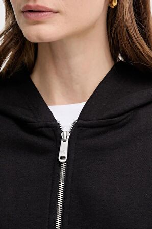 Calvin Klein Jeans A- FRENCH TERRY BADGE LOGO FZ HO Kadın Siyah Sweatshirt LV047C216G-UB1