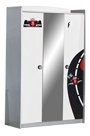 Formula Genç Odası - 3 Kapılı Dolap, Jaguar Full Ledli Arabalı, Masa - Beyaz