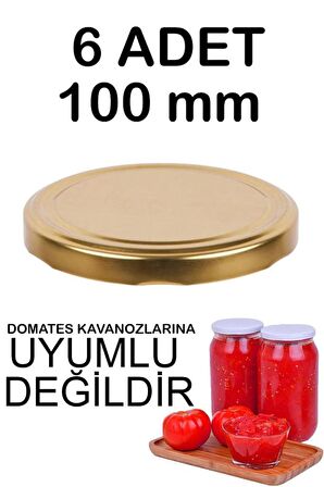 6 Adet 10cm Metal Kavanoz Kapağı Gold