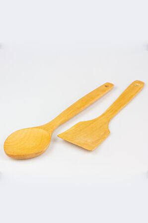 Ahşap Spatula ve Ahşap Servis Kaşığı 2 li Set