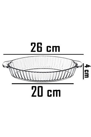 59724 Borcam Oval Meze Güveç Sunum Fırın Kabı Tepsisi 26cm