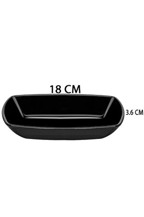 54942 Tokio Cam Siyah 2li Çerezlik Meze Servis Tabağı Kahvaltılık 18cm