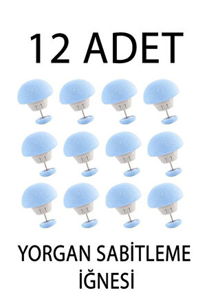 12 Adet Çarşaf Yorgan Kılıfı Sabitleme İğnesi Düğmeli Klipsi Sabitleyici Mavi