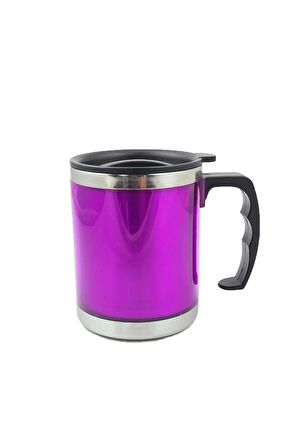 Paslanmaz Çelik 450ml Mug Kahve Çay Termos Bardak Mor