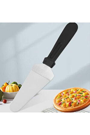 Paslanmaz Çelik Plastik Saplı Üçgen Pasta Kek Pizza Servis Spatulası Kürek