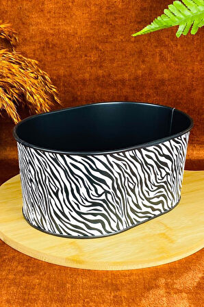 Küçük Metal Ekmeklik Ekmek Kutusu Sepeti Zebra 21cm