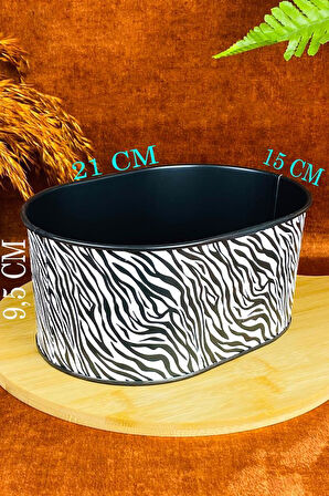 Küçük Metal Ekmeklik Ekmek Kutusu Sepeti Zebra 21cm