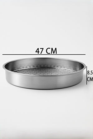 Paslanmaz Çelik Büyük Boy Çiğ Köfte Yoğurma Hazırlama Leğeni Tepsisi 6no 47cm