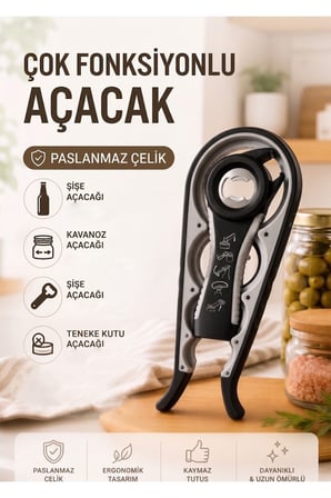 2li Kavanoz Konserve Soda Şişe Kapağı Açacağı Açacak Seti