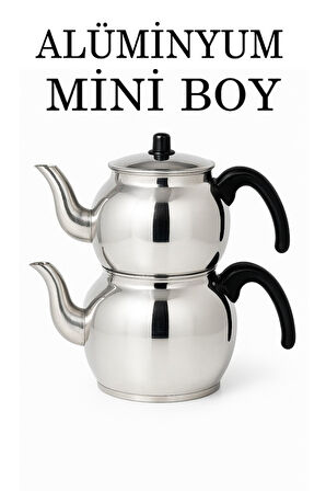 Alüminyum Küre Çaydanlık Mini Boy Siyah Kulp