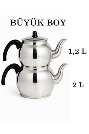 Alüminyum Küre Çaydanlık Büyük Boy Siyah Kulp