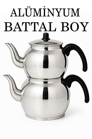 Alüminyum Küre Çaydanlık Battal Boy Siyah Kulp