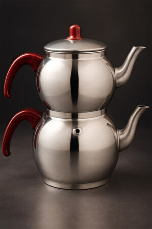 Alüminyum Küre Çaydanlık Büyük Boy Kahverengi Kulp