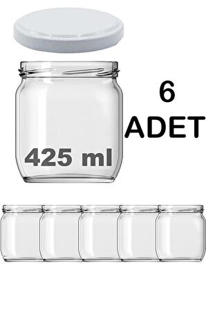 6 Adet Cam Şeffaf Metal Kapaklı Domates Konserve Reçel Kavanozu 425cc
