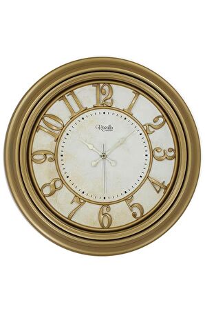 Plastik Kabartma Rakam Vintage Duvar Saati Gold 47cm