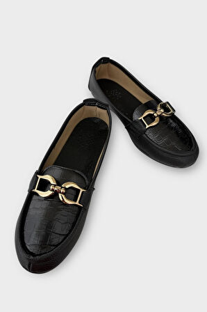 Kadın Tokalı Babet Ayakkabı SİYAH