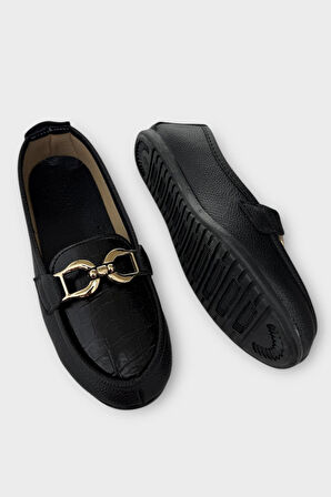 Kadın Tokalı Babet Ayakkabı SİYAH