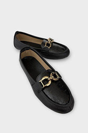 Kadın Tokalı Babet Ayakkabı SİYAH