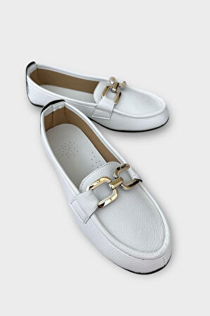 Kadın Tokalı Babet Ayakkabı BEYAZ