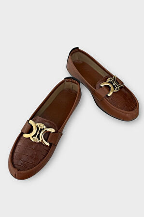 Kadın Tokalı Babet Ayakkabı TABA