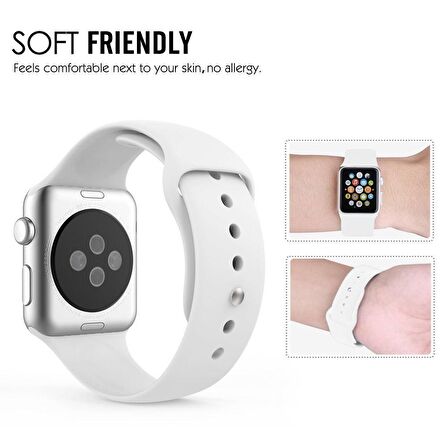 Apple Watch Seri 1/2/3/4/5/6/SE 40 mm Kordon Spor Kayışı Yumuşak Silikon