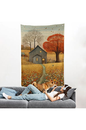 Çayırdaki Ahır Evi Duvar Örtüsü-7531